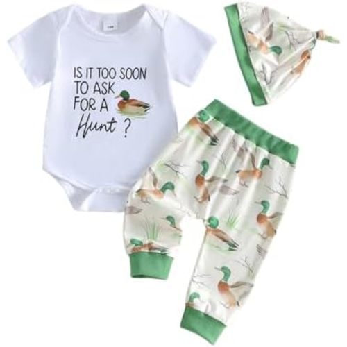 Infant Baby Boy Spring Outfit Cattle Head Letter Short Sleeve Romper Long Pants Hat 3PCs Set Western Clothes