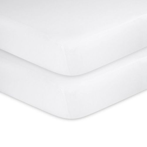 Ely's & Co. Baby Fitted Crib Sheet 100% Combed Jersey Cotton Solid White Sheets 2 Pack