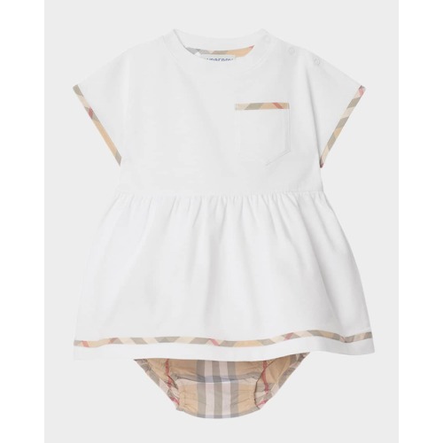 Girl's Lea Check Short-Sleeve Dress & Bloomers, Size Newborn-18M