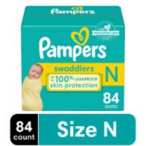 Pampers Swaddlers Newborn Baby Diapers Size 0 (<10 lbs), 84 count