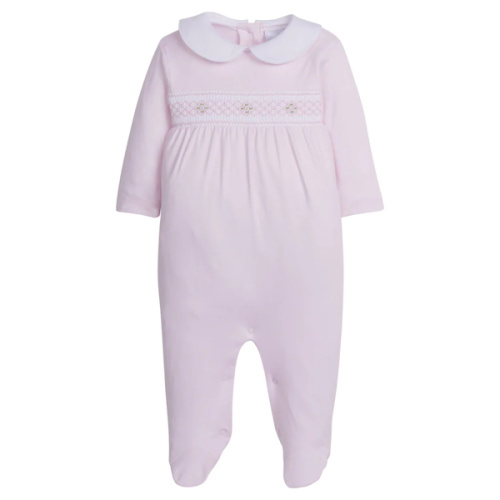 Smocked Footie in Pink Geo | Over The Moon