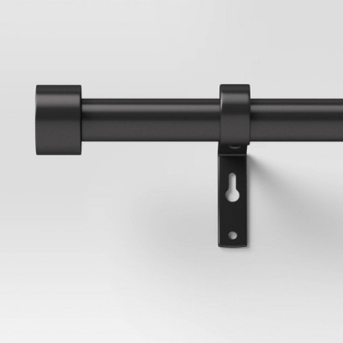 36"-66" Dauntless Curtain Rod Black - Threshold™: Adjustable Steel, Single Rod, 20lb Capacity