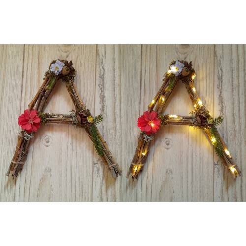 Twig letters enchanted nursery 9.5" personalized wall fairy lights whimsical woodland baby shower kid room gift name rustic flower boho girl