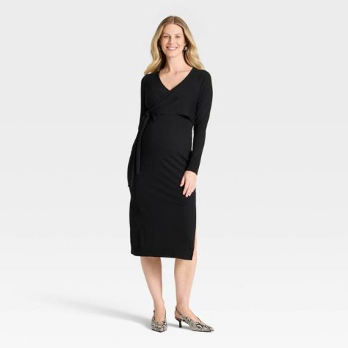 Long Sleeve Wrap Midi Maternity Sweater Dress - Isabel Maternity by Ingrid & Isabel™