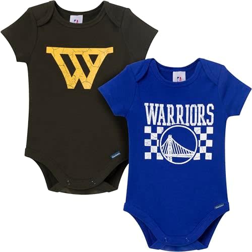 Gerber unisex-baby NBA Team 2 Pack Short Sleeve Onesie Bodysuits