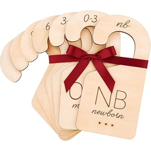 Baby Clothes Dividers for Closet – Wood Size Dividers for Newborn to 24 Months, Nursery Organizer, Large 1in Letter Size (Set of 7)