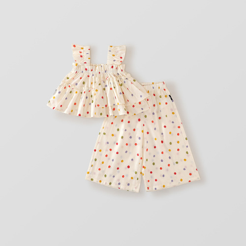 2-Piece Toddler Polka Dot Tank Top & Wide-Leg Pants Set
