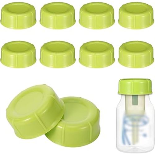 10Pcs Narrow Bottle Caps Compatible with Dr Brown's, for Medela, for Ameda, Storage Travel Caps Replacement for Dr Brown, Leak Proof Lids with Sealing Gasket, Fits Narrow Neck Bottles(Green)
