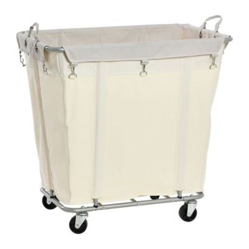 Household Essentials Commercial Laundry Cart Silver: Rolling Hamper with Wheels, Iron Frame, 71L Capacity, 30.5" Height