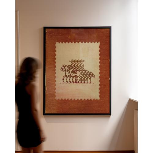 Rustic Stamp Art: Cowboys on Horseback Wall Print