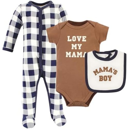 Hudson Baby Unisex Baby Cotton Sleep and Play, Bodysuit and Bandana Bib Set