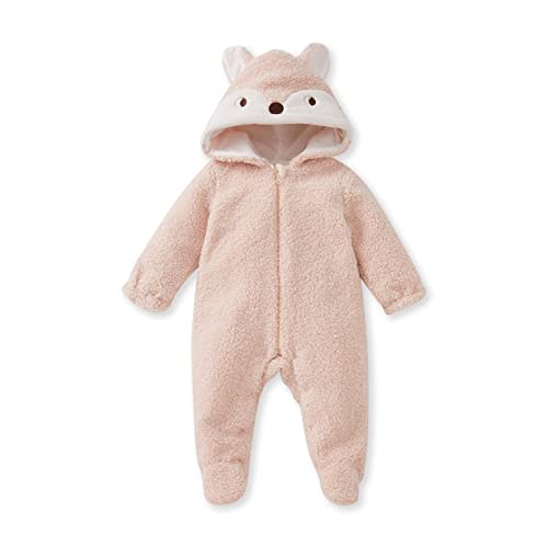 pureborn Newborn Baby Fleece Footed Jumpsuit Hooded Pramsuit Winter Snowsuit for Infant Boys Girls 0-12 Months