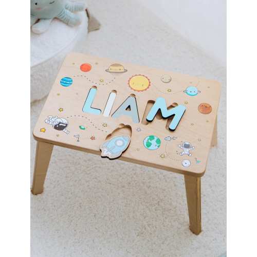 Personalized Printed Stepping Stool Name Puzzle Stool 1st Birthday Gift First Easter Gift Toddler Stools Children Furniture Nursery Decor
