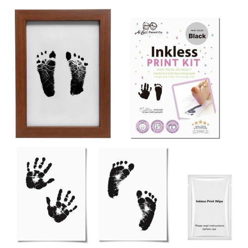 3 Pack Inkless Baby Handprint Footprint Kit | Newborn Keepsake with Natural Wood Frame | Date-Recordable No-Mess Baby Print Set | Baby Shower Gift for New Parents Boys Girls