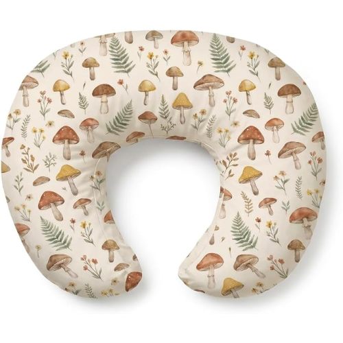 Nursing Pillow and Body Positioner for Breast Feeding and Bottle Feeding, Ultra Soft Breastfeeding Pillows with Removable Pillow Cover (Mushroom Grove)