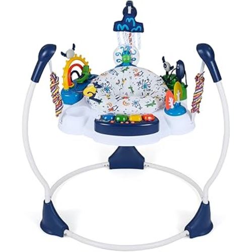 BABY JOY Baby Activity Center, Baby Jumpers and Bouncers with Music, Lights, 360° Rotating Seat, 3 Adjustable Heights, Montessori-Inspired Activity Center for Baby 6 Months + (Blue)