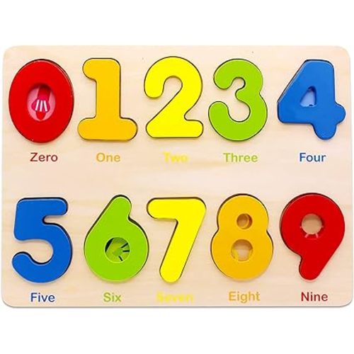 Aile Wooden Preschool Learning Number Puzzles Toys for Kids Age 2-4， Educational Toys.