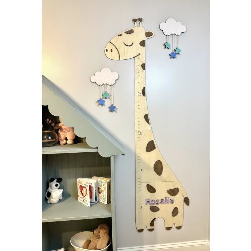 Giraffe Growth Height Chart Personalized Wooden Nursery Decor Height Chart for Kids