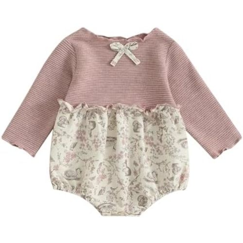 Newborn Infant Baby Girl Fall Romper Long Sleeve Floral Jumpsuit Bodysuit 3 6 9 12 18 Months Girls Rompers