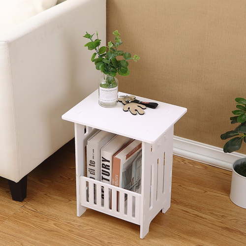 "YQSDG White Bedside Table, Small Bedroom Nightstand, End Table, 12.6""x10.24""x15.75"" PVC Board"