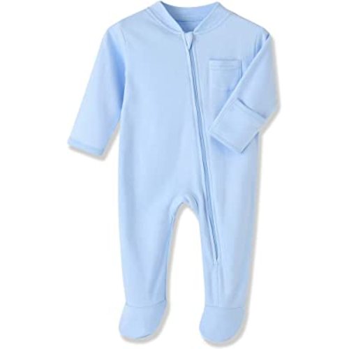 Eleven's Kingdom Baby Kids Sleep and Play,Baby Cotton Pajamas with Mitten Cuffs, 2 Way Zipper Footed Sleeper 0-12 Month