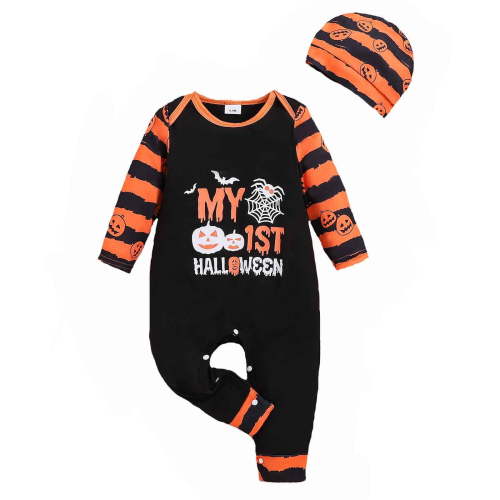 Weebloom Halloween Baby Boys Rompers Infant Girls Cartoon Cute Printing Pullover With Hat Newborn Jumpsuit Clothes Outwear,9-12 Months