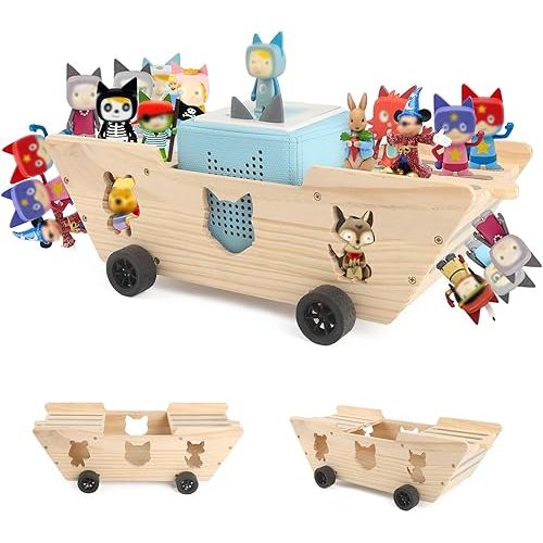 for Tonies Box Ship Organizer Storage Shelf, Magnetic Floating Shelves for Toniebox Generation 1/2 Player Tonies Figures Characters for Children, Display Collection 20~30 Characters