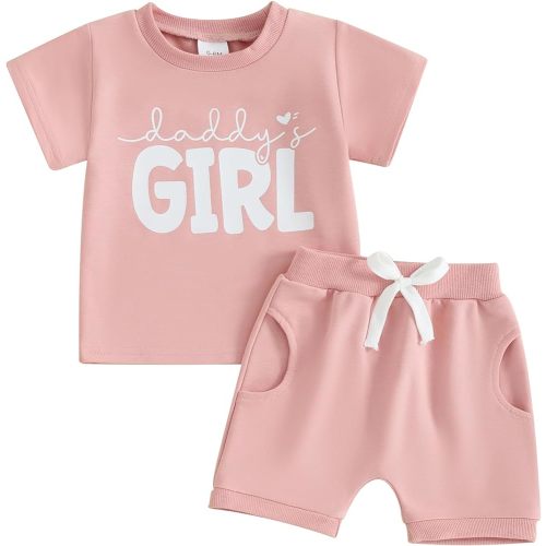 Daddys Girl Toddler Baby Girls Short Set Letter Printed Sweatshirt T-shirt Top Shorts Summer 2pcs Outfits