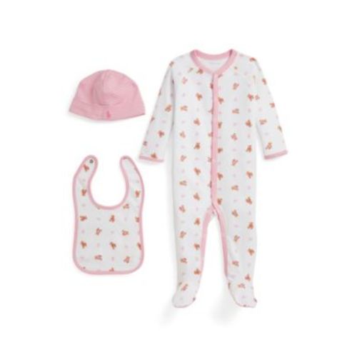 Baby Girls' Coverall, Bib and Beanie Gift, 3-Piece Set