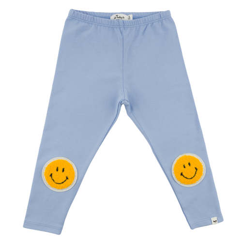 oh baby! Jersey Leggings - Smiley Knee Patches - Periwinkle