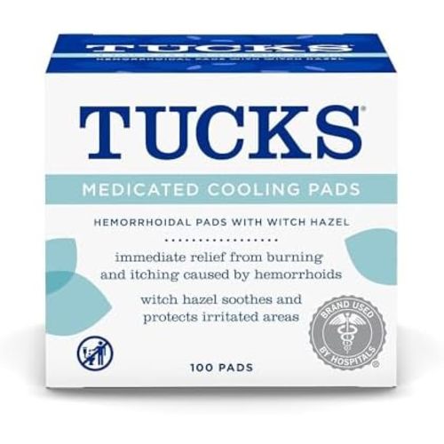 TUCKS Medicated Cooling Pads, Witch Hazel Hemorrhoid Treatment, 100 Count