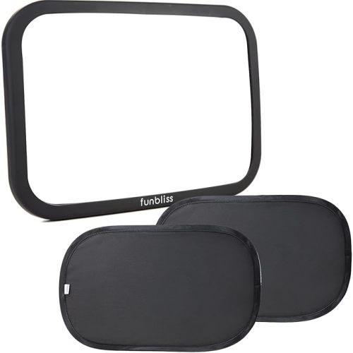 Funbliss 2-Pack Baby Car Mirror - Shake-Proof & Shatterproof, 360° Adjustable Angle, Clear Wide View for Rear-Facing Infants, Easy Install, Perfect Baby Travel Gear & Carseat Accessories