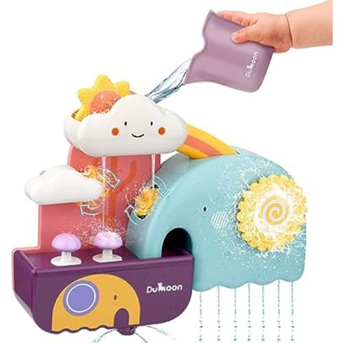 Baby Bath Toys, Fun Simple Physics Educational Bathtub Water Toy, Bath Time Fun Splash Toys for 1, 2, 3+ Year Old Boys Girls Toddlers, Safe Colorful Skin Friendly Waterwheel Bathing Toy