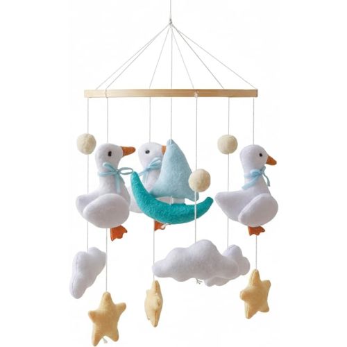 Baby Crib Mobile, Baby Crib Mobile, Duck-Themed Hanging Toy with Felt Clouds & Bell, for Newborns Boys & Girls