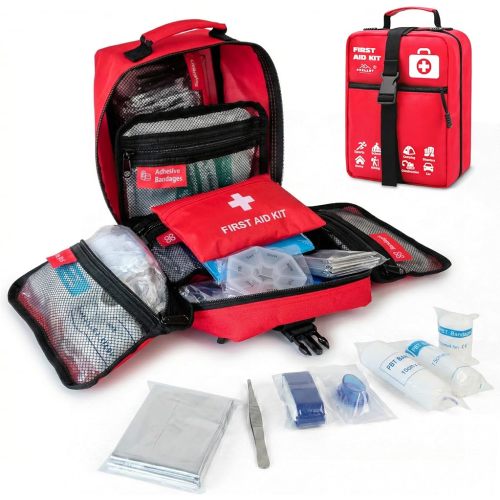 556 Piece Premium Large First Aid Kit, Survival Medical First Aid Bag – Labelled Compartments, Workplace Essential, Home & Sports, Molle Tactical Rip-Away Design, First Responders' Choice for Trauma