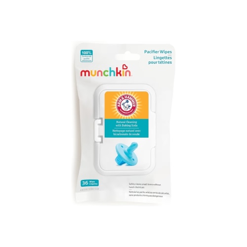 Munchkin Arm & Hammer Pacifier Wipes - Safely Cleans Breast Pump Parts and Feeding Essentials for Baby and Toddler, 1 Pack, 36 Wipes