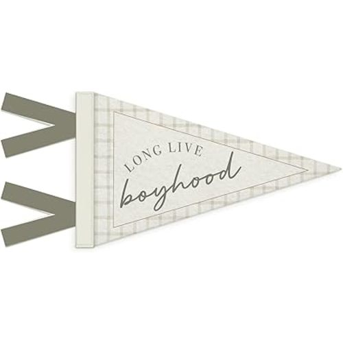 Boy Nursery Decor, Long Live Boyhood Wall Pennant Flag Felt Banner, Vintage Nursery Wall Hanging Decor for Kids Little Baby Boy Nursery Toddler Room Bedroom Playroom