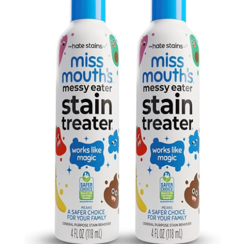 Miss Mouth's Messy Eater Stain Treater Spray - 4oz 2 Pack Stain Remover - Newborn & Baby Essentials - No Dry Cleaning Food, Grease, Coffee Off Laundry, Underwear, Fabric