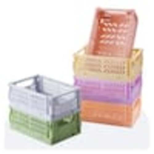 Afoxsos Pastel 5.8in x 3.8in Plastic Storage Crates, Collapsible Mini Bins for Organizing Classroom, Kitchen, Office, Set of 6 HDSA10OT1091