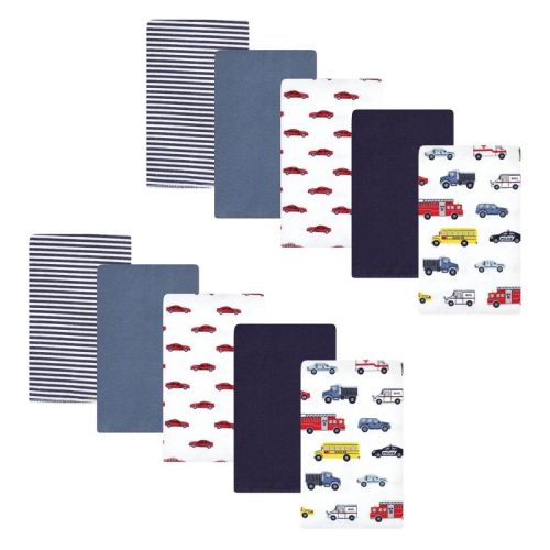 Hudson Baby Infant Boy Cotton Flannel Burp Cloths, Going Places 10 Pack, One Size