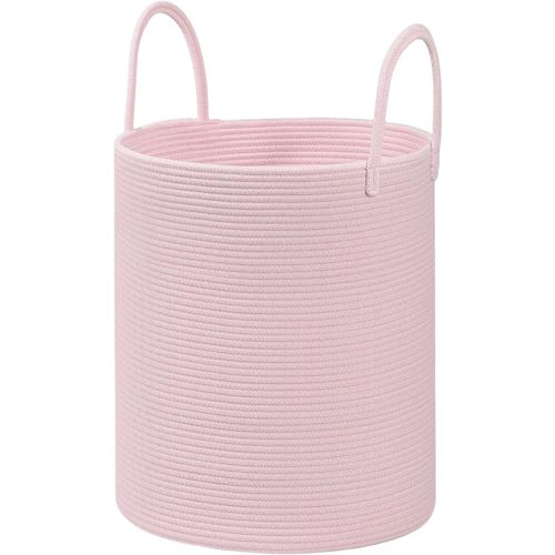 Large Woven Laundry Basket Hamper,100L Cotton Rope Storage Bin for Blankets,Toys and Clothes,Decorative Tall Nursery Hamper for Living Room,Baby Nursery,Bathroom and Bedroom,(Pink, XX Large)