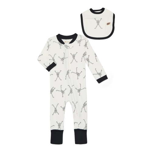 M+A by Monica + Andy Gender Neutral Baby Halloween Organic Cotton One Piece Pajamas and Bib Set, Sizes 0M-24M
