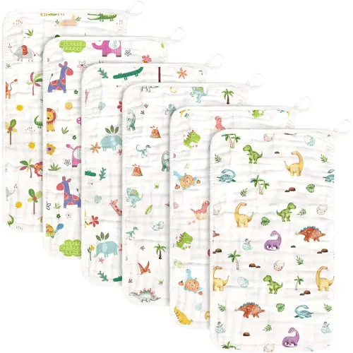 Baby Burp Cloths Muslin Washcloths 6 Pack Muslin Burp Cloths 100% Cotton Large 20''x12'' Soft 6 Layers Baby Burp Rags for Boys Girls Baby Essentials for Newborn Gift Machine Washable