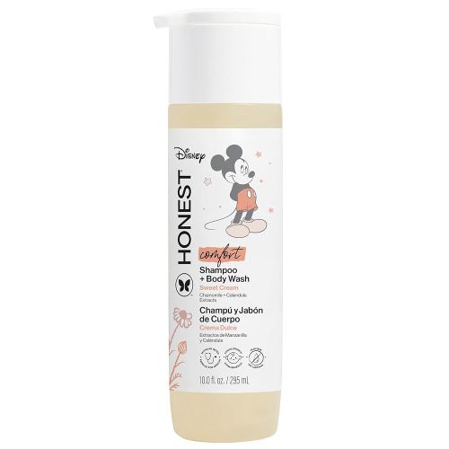 The Honest Company 2-in-1 Cleansing Shampoo + Body Wash I Gentle Enough for Baby I Dermatologist Tested, Tear-free, Hypoallergenic I Disney’s Mickey Mouse Comfort Sweet Cream, 10 fl oz