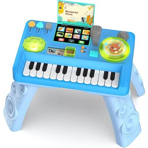 Thremhoo Baby DJ Table Musical Piano Toys for Toddlers with Music & Light