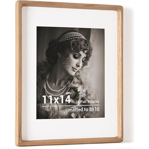 Marco de fotos de madera de roble de origen estadounidense con vidrio templado HD, esquinas redondeadas hechas a mano de 11 x 14 pulgadas, marcos de madera de 8 x 10 pulgadas, marco de 11 x 14