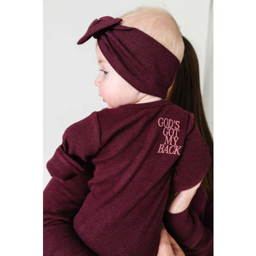 God's Got My Back Fig PJ Footless Onesie Ribbed Cotton-Bamboo Blend – Holy Pals