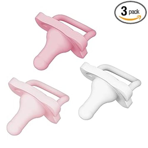 Dr. Brown's HappyPaci 100% Silicone Baby Pacifier, Contoured One-Piece Design, Light Pink/Pink/White, 0-6m, BPA-Free, 3-Pack