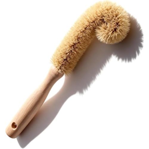 Bottle Brush Cleaner with Long Beech Wood Handle, Scratch-Safe, L-Shaped Design for Cleaning Coffee Mugs, Mason Jars, Thermos, Glass Bottles, Beer Bottles, Wine Bottles, and Baby Bottles