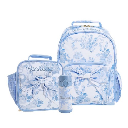 Mackenzie LoveShackFancy Blue Damask Floral Backpack & Lunch Bundle, Set of 3